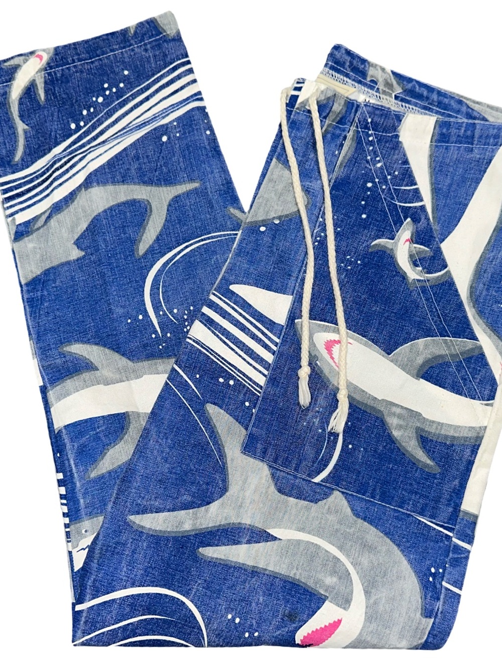 Michigan Rag Co Vintage Men’s Sz M Shark Print Hip Hop New Wave Drawstring Pants